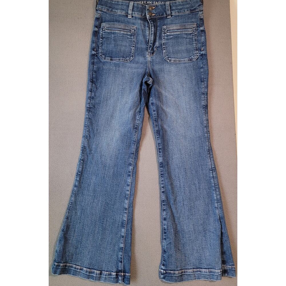 American Eagle Outfitters Women's Blue Wide Leg Flare Jeans